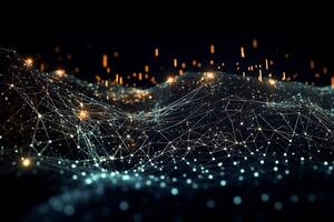 Virtual grid data network connections 3d illustration. Technology background. photo