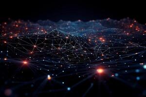 Futuristic digital data network connection illustration design. Technology 3d background. photo