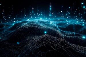 Futuristic digital data network connections 3D illustration. Cyber technology background. photo