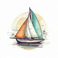 retro sailboat, ai art photo