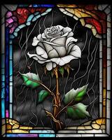 Rose stained glass flower art, photo