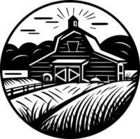 Farm, Black and White Vector illustration