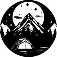 Camping - Black and White Isolated Icon - Vector illustration