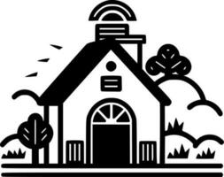 Farm, Black and White Vector illustration