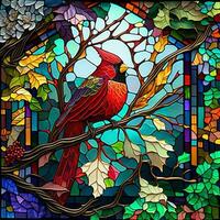 manchado vaso cardenal pájaro, ai Arte foto
