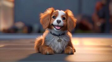 Portrait of pet, cute and funny pet. pet posing looking at camera sitting on the floor, love and care concept, selective focus. illustration photo