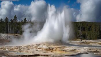 Boiling heat erupts from thermal pool source generated by AI photo