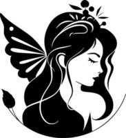 Fairy - Black and White Isolated Icon - Vector illustration