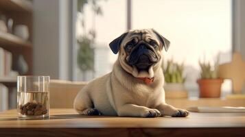 Portrait of pet, cute and funny pet. pet posing looking at camera sitting on the floor, love and care concept, selective focus. illustration photo