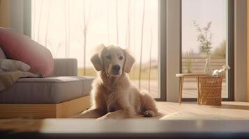 Portrait of pet, cute and funny pet. pet posing looking at camera sitting on the floor, love and care concept, selective focus. illustration photo