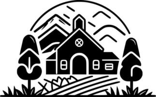 Farm - Black and White Isolated Icon - Vector illustration