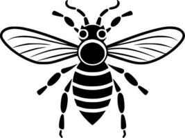 abeja - negro y blanco aislado icono - vector ilustración