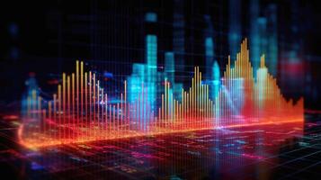valores intercambiar mercado grafico análisis fondo, negocio vela palo grafico gráfico de valores mercado inversión comercio, borroso concepto, generativo ai ilustración foto