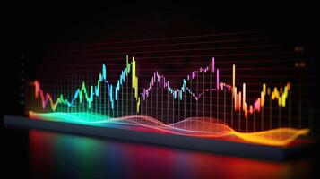 valores intercambiar mercado grafico análisis fondo, negocio vela palo grafico gráfico de valores mercado inversión comercio, borroso concepto, generativo ai ilustración foto