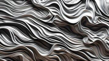 Silver metal wall with wave pattern surface, abstract texture background. illustration photo