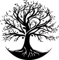 árbol de vida, negro y blanco vector ilustración