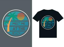 Meet Me at the Beach illustrations for print-ready T-Shirts design vector