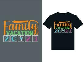 familia vacaciones 2023 ilustraciones para listo para imprimir camisetas diseño vector