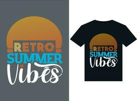 retro verano vibraciones ilustraciones para listo para imprimir camisetas diseño vector