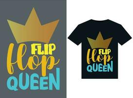 flip flop queen illustrations for print-ready T-Shirts design vector