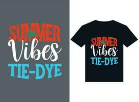 verano vibraciones teñido anudado ilustraciones para listo para imprimir camisetas diseño vector