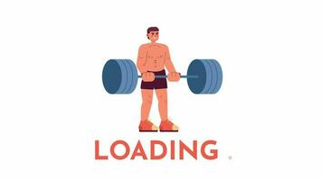 Animated powerlifter loader. Latino american man deadlifting. Power lifting. Flash message 4K video footage. Isolated color loading animation with alpha channel transparency for UI, UX web design