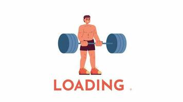 Animated powerlifter loader. Latino american man deadlifting. Power lifting. Flash message 4K video footage. Isolated color loading animation with alpha channel transparency for UI, UX web design
