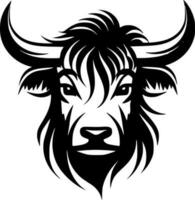 Highland Cow - Black and White Isolated Icon - Vector illustration