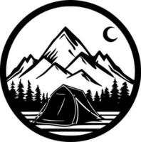 Camping - Black and White Isolated Icon - Vector illustration