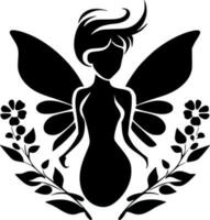 Fairy, Black and White Vector illustration