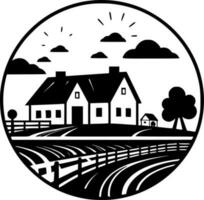 Farm, Black and White Vector illustration