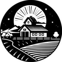 Farm, Black and White Vector illustration