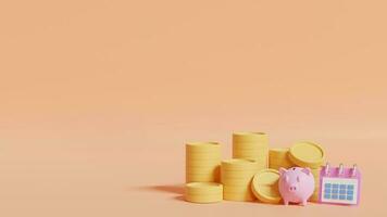 Piggy bank with coins.Saving money concept for the future.3D rendering photo