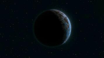 astratto pianeti realistico blu futuristico il giro sfera contro il sfondo di stelle nel spazio, video 4k, 60 fps