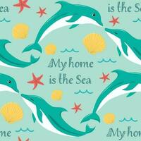 Cute summer pattern with dolphins vector