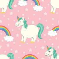 Seamless pattern with cute fat unicorn. vector