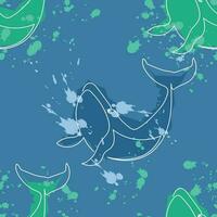 Abstract seamless pattern with whale vector