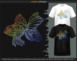Gradient Colorful goldfish mandala arts isolated on black and white t shirt. vector