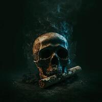death cigar with a skull and crossbones on it photo