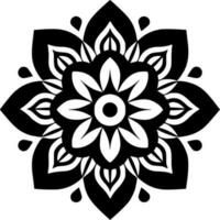 mandala - negro y blanco aislado icono - vector ilustración