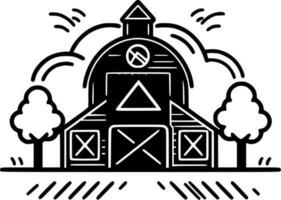 Farm - Black and White Isolated Icon - Vector illustration