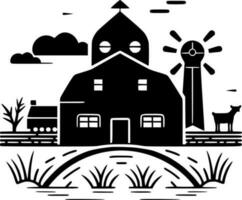 Farm, Black and White Vector illustration