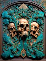 Set of different skulls photo
