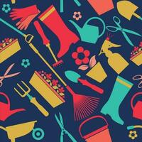 Seamless surface pattern with garden tools. stock illustration vector