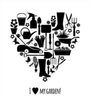 Vector stock illustration garden icon set in heart