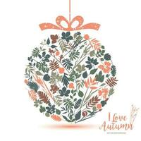 Text I love Autumn in calligraphic hand drawn style. Fall and nature illustration of leaves. vector