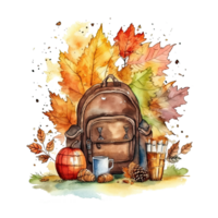 Watercolor back to school background. Illustration png