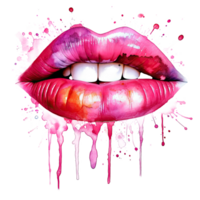 roze waterverf lippen. illustratie ai generatief png