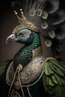 portrait of anthropomorphic peacock photo