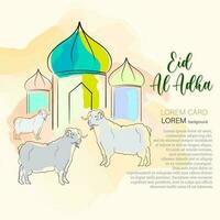 Vector illustration of Eid al-Adha greeting card with sheep.